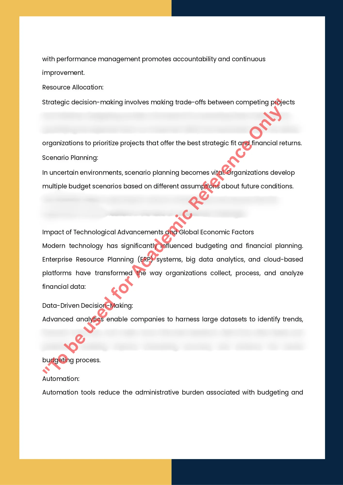 Assignment Sample of Subject ACCT 307-Budgeting and Financial Planning 5